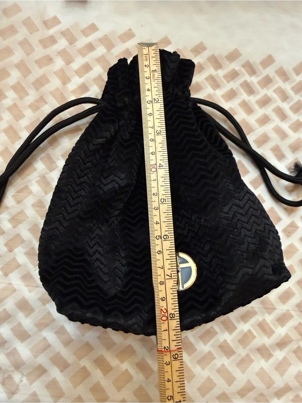 Giorgio Armani Black Drawstring Velvet Pouch with Gold Logo and Makeup Samples